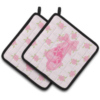 "Caroline's Treasures Ballerina Ballet Shoes Pair of Pot Holders, 7.5HX7.5W, Multicolor"
