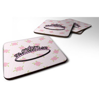 "Caroline's Treasures Ballerina Tiara Sparkles Foam Coaster Set of 4, 3.5, Multicolor"