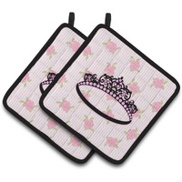 "Caroline's Treasures Ballerina Tiara Sparkles Pair of Pot Holders, 7.5HX7.5W, Multicolor"