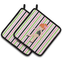 "Caroline's Treasures Ballerina Red Head Pt. Pair of Pot Holders, 7.5HX7.5W, Multicolor"
