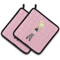"Caroline's Treasures Ballerina Blonde Releve Pair of Pot Holders, 7.5HX7.5W, Multicolor"