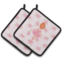 "Caroline's Treasures Ballerina Red Head Back Pose Pair of Pot Holders, 7.5HX7.5W, Multicolor"