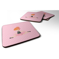 "Caroline's Treasures Ballerina Red Head Jete Foam Coaster Set of 4, 3.5, Multicolor"