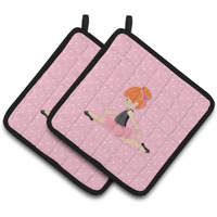 "Caroline's Treasures BB5165PTHD Ballerina Red Head Jete Pair of Pot Holders, 7.5"" H x 7.5"" W, Multicolor"