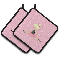 "Caroline's Treasures Ballerina Blonde Jete Pair of Pot Holders, 7.5HX7.5W, Multicolor"
