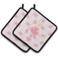 "Caroline's Treasures Ballerina Blonde Back Pose Pair of Pot Holders, 7.5HX7.5W, Multicolor"