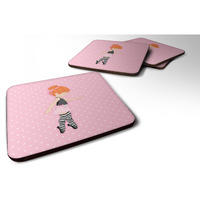"Caroline's Treasures Ballerina Red Head Releve Foam Coaster Set of 4, 3.5, Multicolor"
