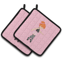 "Caroline's Treasures Ballerina Red Head Releve Pair of Pot Holders, 7.5HX7.5W, Multicolor"