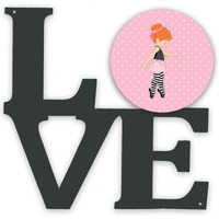 "Caroline's Treasures Ballerina Red Head Releve Metal Artwork Love wall-decor, Multicolor"