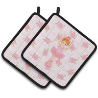"Caroline's Treasures Ballerina Red Front Pose Pair of Pot Holders, 7.5HX7.5W, Multicolor"