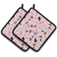"Caroline's Treasures Ballerinas & Roses Pair of Pot Holders, 7.5HX7.5W, Multicolor"