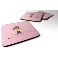"Caroline's Treasures Ballerina Brunette Jete Foam Coaster Set of 4, 3.5, Multicolor"