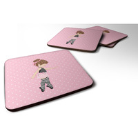 "Caroline's Treasures Ballerina Brunette Releve Foam Coaster Set of 4, 3.5, Multicolor"