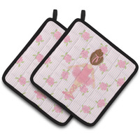 "Caroline's Treasures Ballerina Brunette Back Pose Pair of Pot Holders, 7.5HX7.5W, Multicolor"