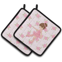 "Caroline's Treasures Ballerina Brunette Pt. Pair of Pot Holders, 7.5HX7.5W, Multicolor"