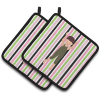 "Caroline's Treasures Dancer Arms Up Bikatard Pair of Pot Holders, 7.5HX7.5W, Multicolor"