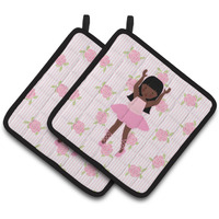 "Caroline's Treasures Ballerina African American Long Hair Pair of Pot Holders, 7.5HX7.5W, Multicolor"