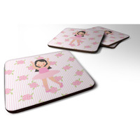 "Caroline's Treasures Ballerina Long Dark Hair Foam Coaster Set of 4, 3.5, Multicolor"