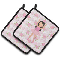 "Caroline's Treasures Ballerina Long Dark Hair Pair of Pot Holders, 7.5HX7.5W, Multicolor"