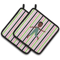 "Caroline's Treasures Dancer Bikatard African American Pair of Pot Holders, 7.5HX7.5W, Multicolor"