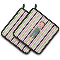 "Caroline's Treasures Dancer Bikatard Flex Hands Pair of Pot Holders, 7.5HX7.5W, Multicolor"