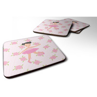 "Caroline's Treasures Ballerina black Hair Ponytails Foam Coaster Set of 4, 3.5, Multicolor"