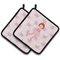 "Caroline's Treasures BB5191PTHD Ballerina Red Short Hair Pair of Pot Holders, 7.5"" H x 7.5"" W, Multicolor"