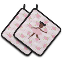 "Caroline's Treasures Ballerina African American Ponytails Pair of Pot Holders, 7.5HX7.5W, Multicolor"