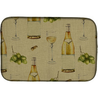 "Caroline's Treasures White Wine On Linen Dish Drying Mat, 14"" x 21"""