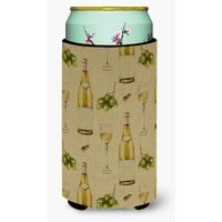 "Caroline's Treasures White Wine On Linen Tall Boy Beverage Insulator Hugger, Multicolor"