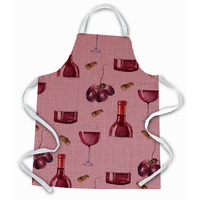"Caroline's Treasures BB5195APRON Red Wine On Linen Apron, Large, Multicolor"
