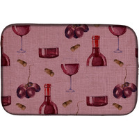 "Caroline's Treasures Red Wine On Linen Dish Drying Mat, 14"" x 21"""