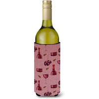 "Caroline's Treasures BB5195LITERK Red Wine on Linen Wine Bottle Beverage Insulator Hugger, 750ml, Multicolor"