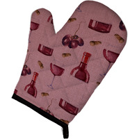 "Caroline's Treasures BB5195OVMT Red Wine On Linen Oven Mitt, 12"" H x 8.5"" W, Multicolor"