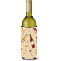 "Caroline's Treasures BB5196LITERK Red and White Wine Bottle Beverage Insulator Hugger, 750ml, Multicolor"