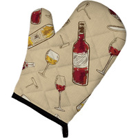 "Caroline's Treasures BB5196OVMT Red & White Wine Oven Mitt, 12"" H x 8.5"" W, Multicolor"