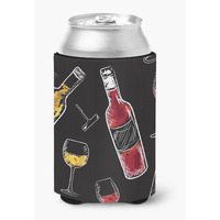 "Caroline's Treasures Red & White Wine On black Can or Bottle Hugger, Can Hugger, Multicolor"