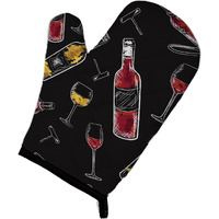 "Caroline's Treasures BB5197OVMT Red & White Wine On black Oven Mitt, 12"" H x 8.5"" W, Multicolor"