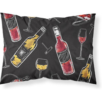 "Caroline's Treasures Red and White Wine on Black Pillowcase, Standard, Multicolor"