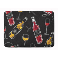 "Caroline's Treasures Red and White Wine on Black Floor Mat, 19"" H x 27"" W, Multicolor"