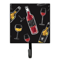 "Caroline's Treasures Red and White Wine on Black Wall Hook, Small, Multicolor"