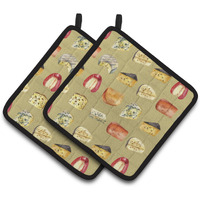 "Caroline's Treasures Cheeses Pair of Pot Holders, 7.5HX7.5W, Multicolor"