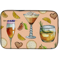 "Caroline's Treasures Drinks And Cocktails Peach Dish Drying Mat, 14"" x 21"""