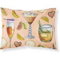 "Caroline's Treasures Drinks and Cocktails Peach Printed, Polyester, 250 Thread count, Envelope closure Pillowcase, Standard, Multicolor"