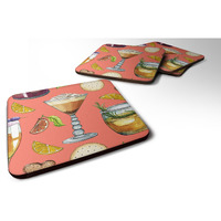 "Caroline's Treasures Drinks & Cocktails Salmon Foam Coaster Set of 4, 3.5, Multicolor"