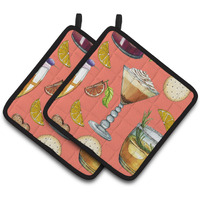 "Caroline's Treasures Drinks & Cocktails Salmon Pair of Pot Holders, 7.5HX7.5W, Multicolor"