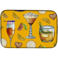 "Caroline's Treasures Drinks And Cocktails Gold Dish Drying Mat, 14"" x 21"""