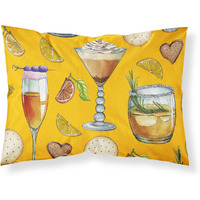 "Caroline's Treasures Drinks and Cocktails Gold Printed, Polyester, 250 Thread count, Envelope closure Pillowcase, Standard, Multicolor"