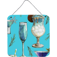 "Caroline's Treasures Drinks and Cocktails Blue Metal Print, 6"" H x 6"" W, Multicolor"