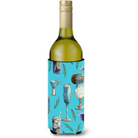 "Caroline's Treasures BB5203LITERK Drinks and Cocktails Blue Wine Bottle Beverage Insulator Hugger, 750ml, Multicolor"